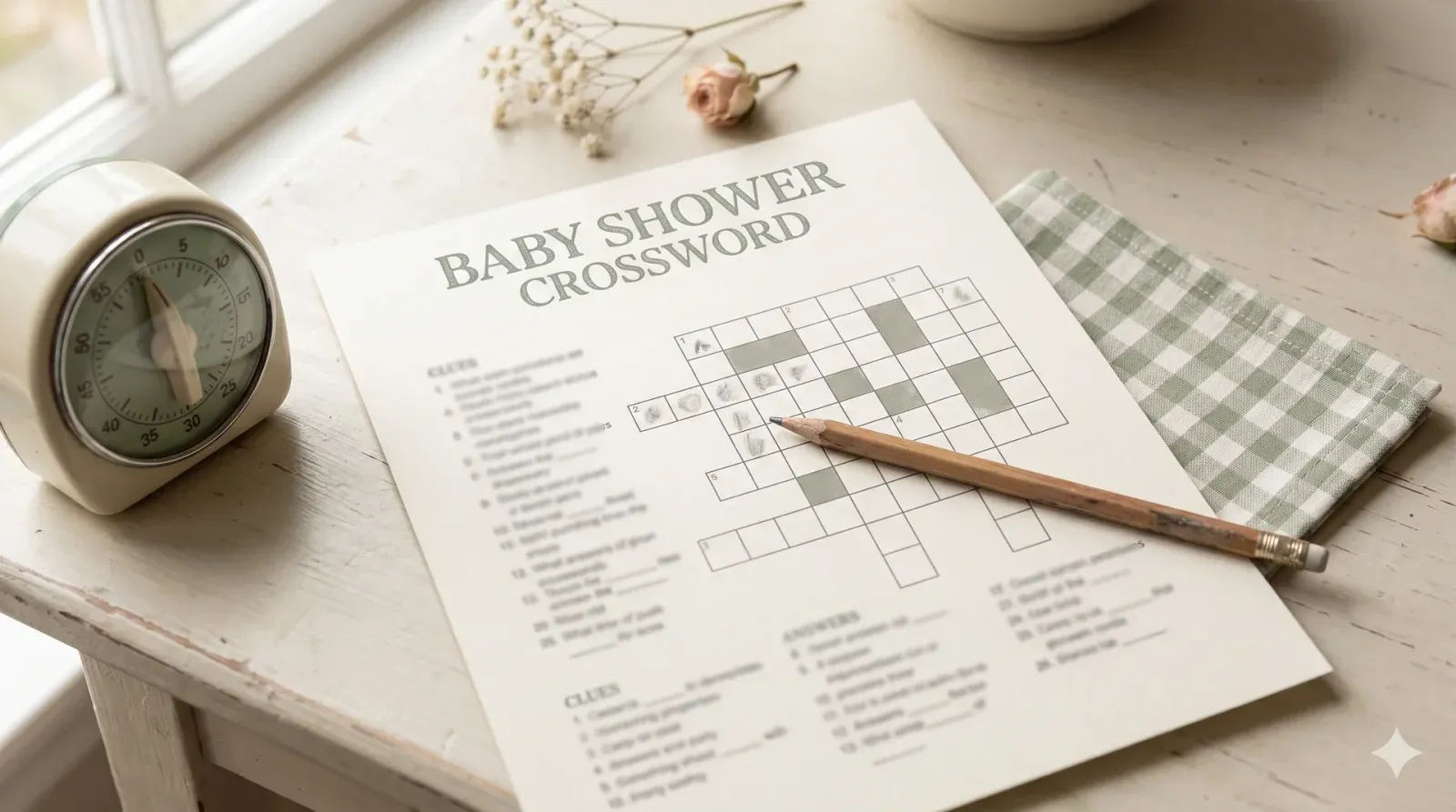 Baby Shower Crossword Puzzle — baby shower game