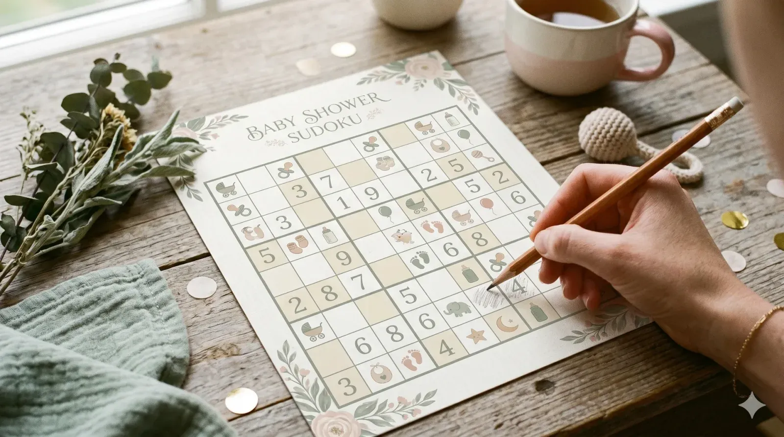 Baby Shower Sudoku — baby shower game