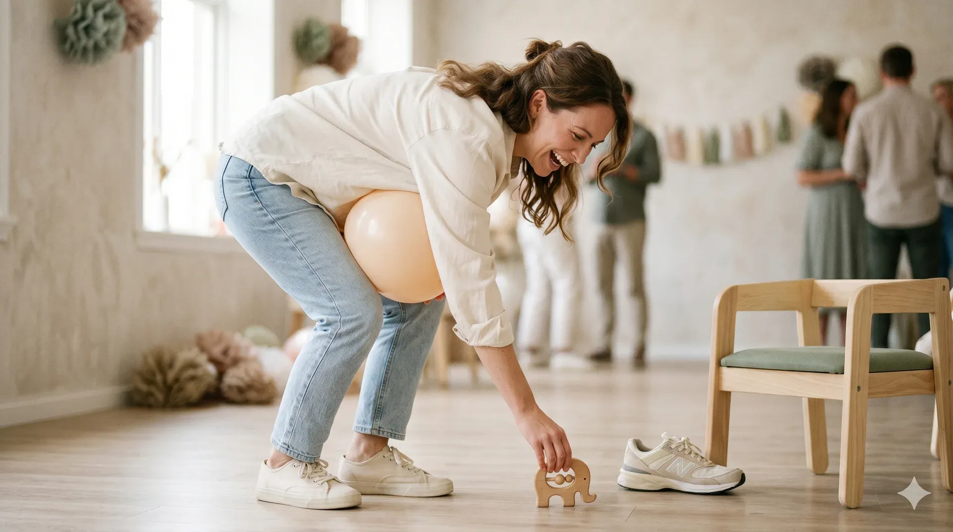 Balloon Belly Bump Challenge baby shower game