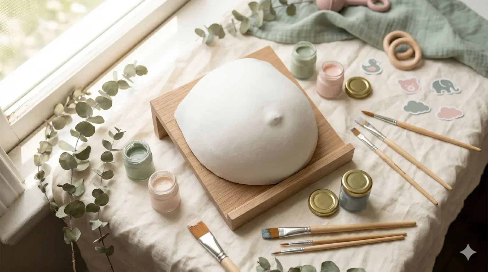 Belly Cast Decorating — baby shower game