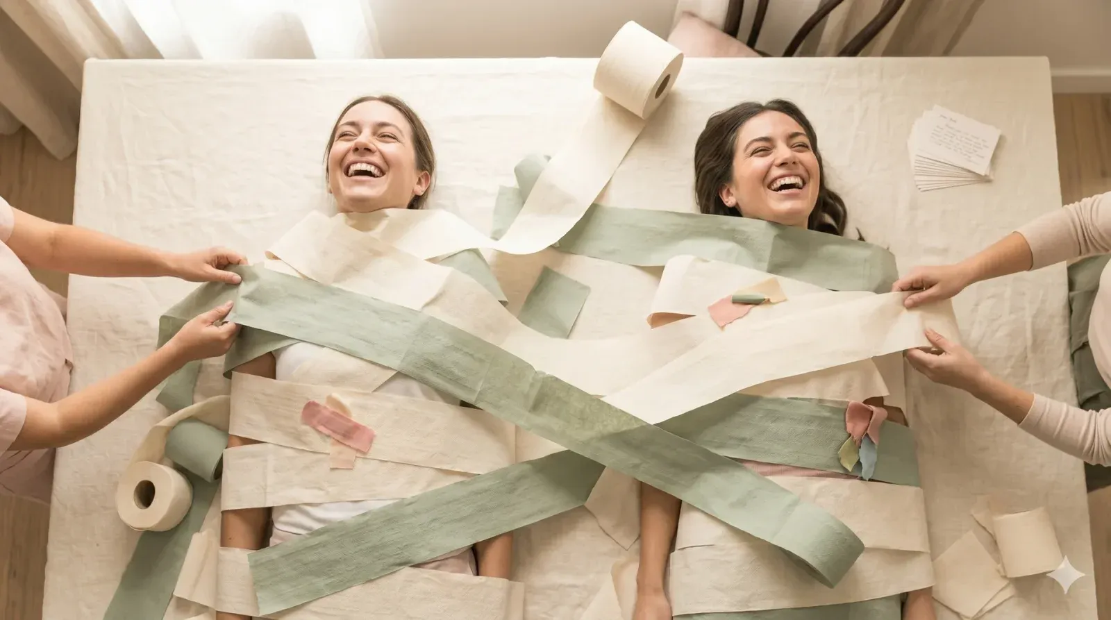 Diaper Mummy Wrap Race — baby shower game