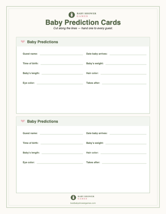 Predictions & Wishes for Baby — free printable baby shower game preview